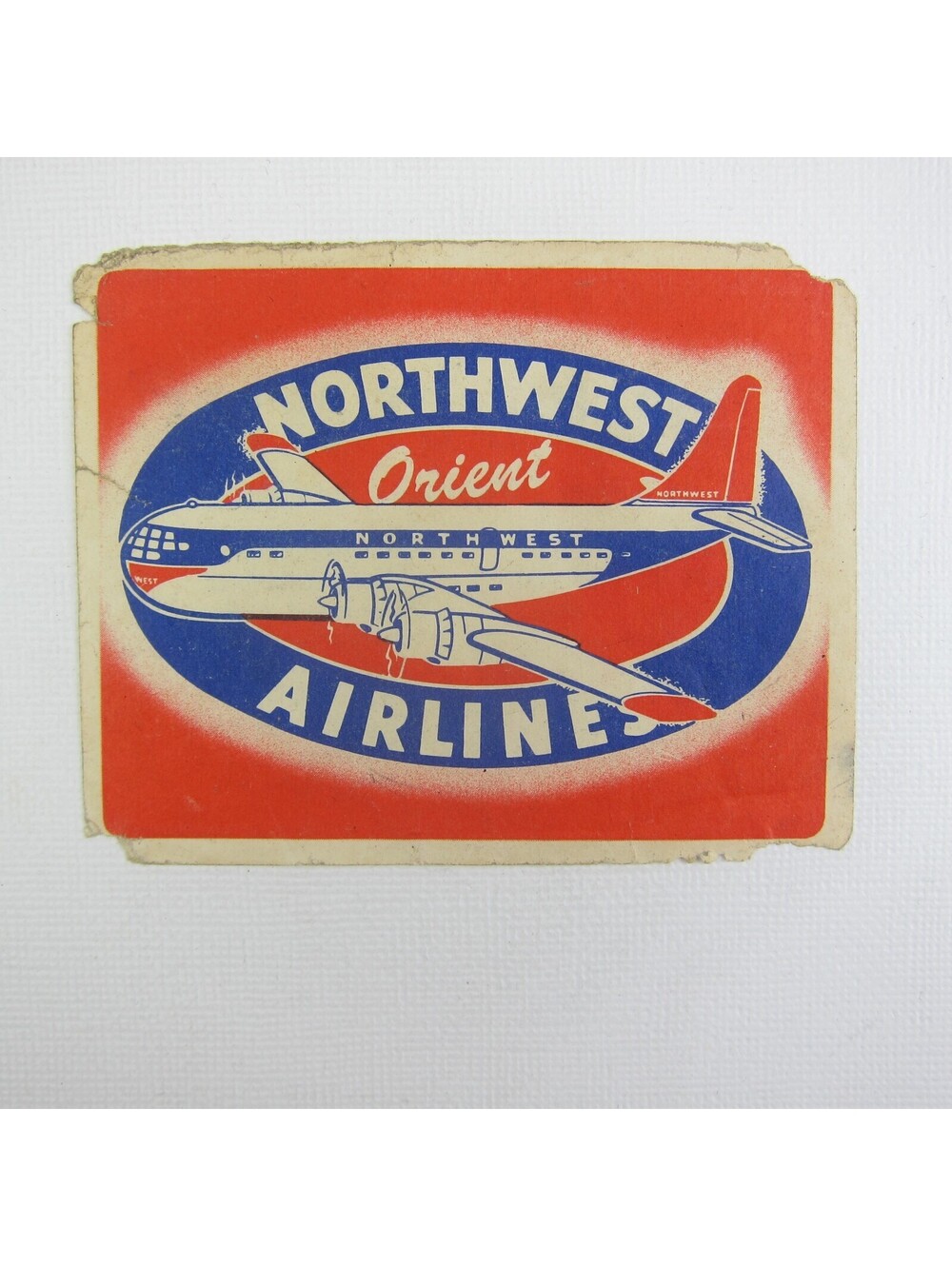 Northwest Orient Airlines Label Wheaties Premium Promo Sticker Vintage 1950s 2
